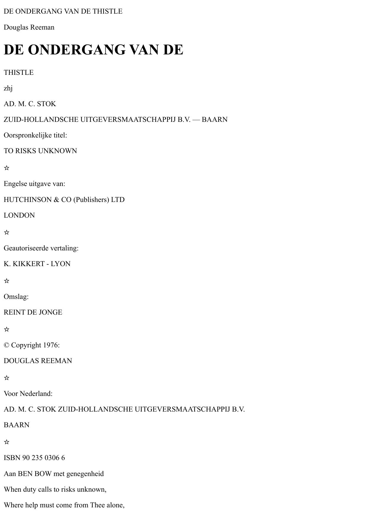De ondergang van de Thistle