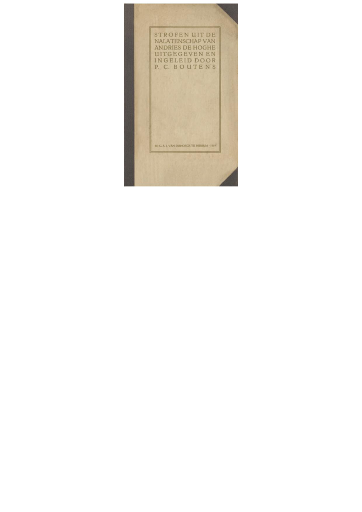 Strofen uit de nalatenschap van Andries de Hoghe