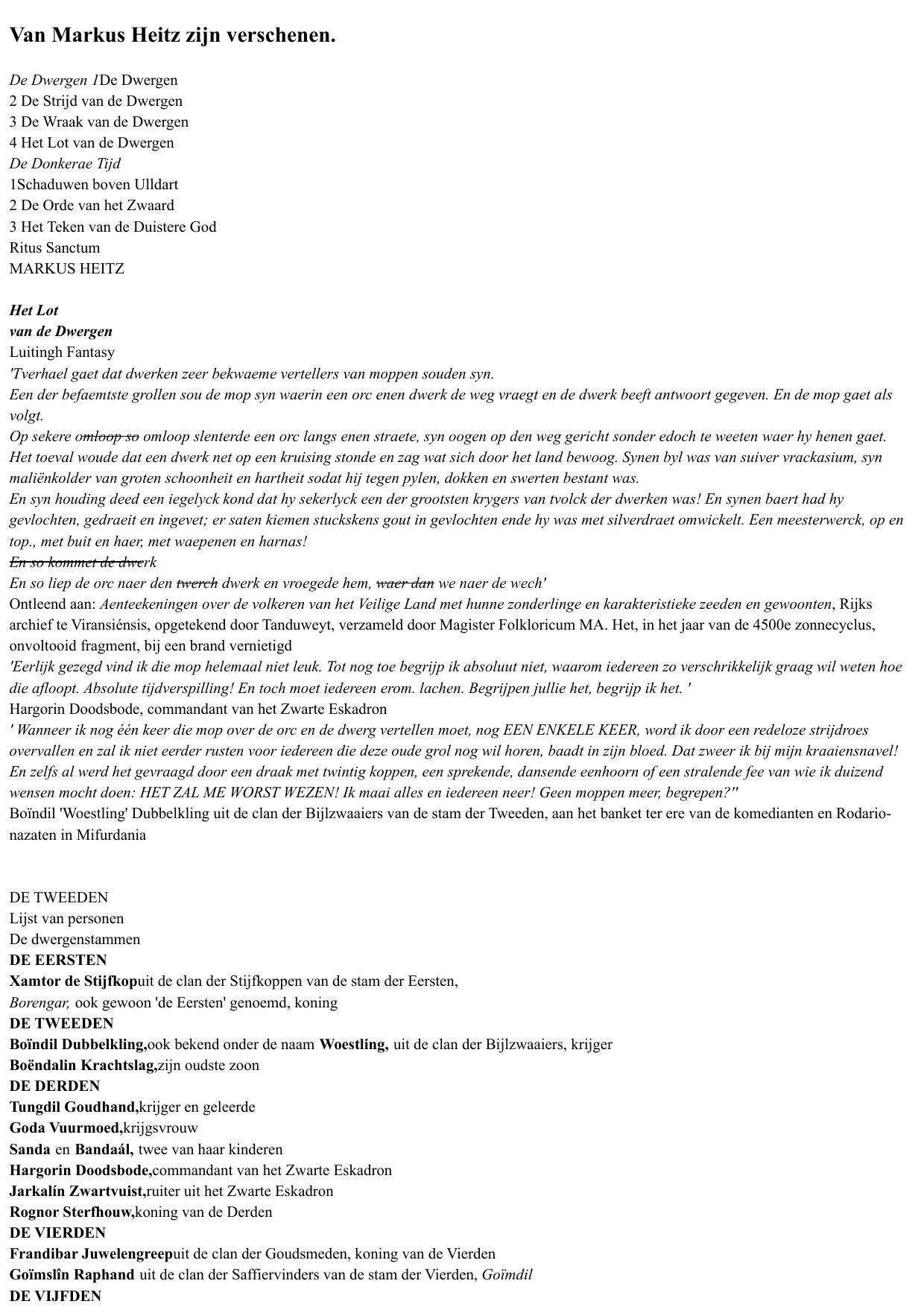 Het lot van de dwergen