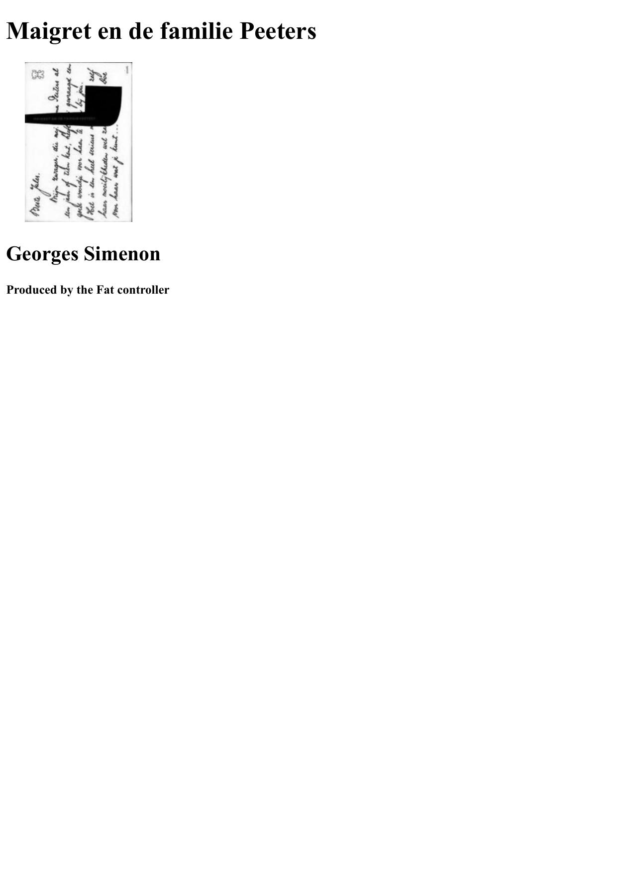 Maigret en de familie Peeters