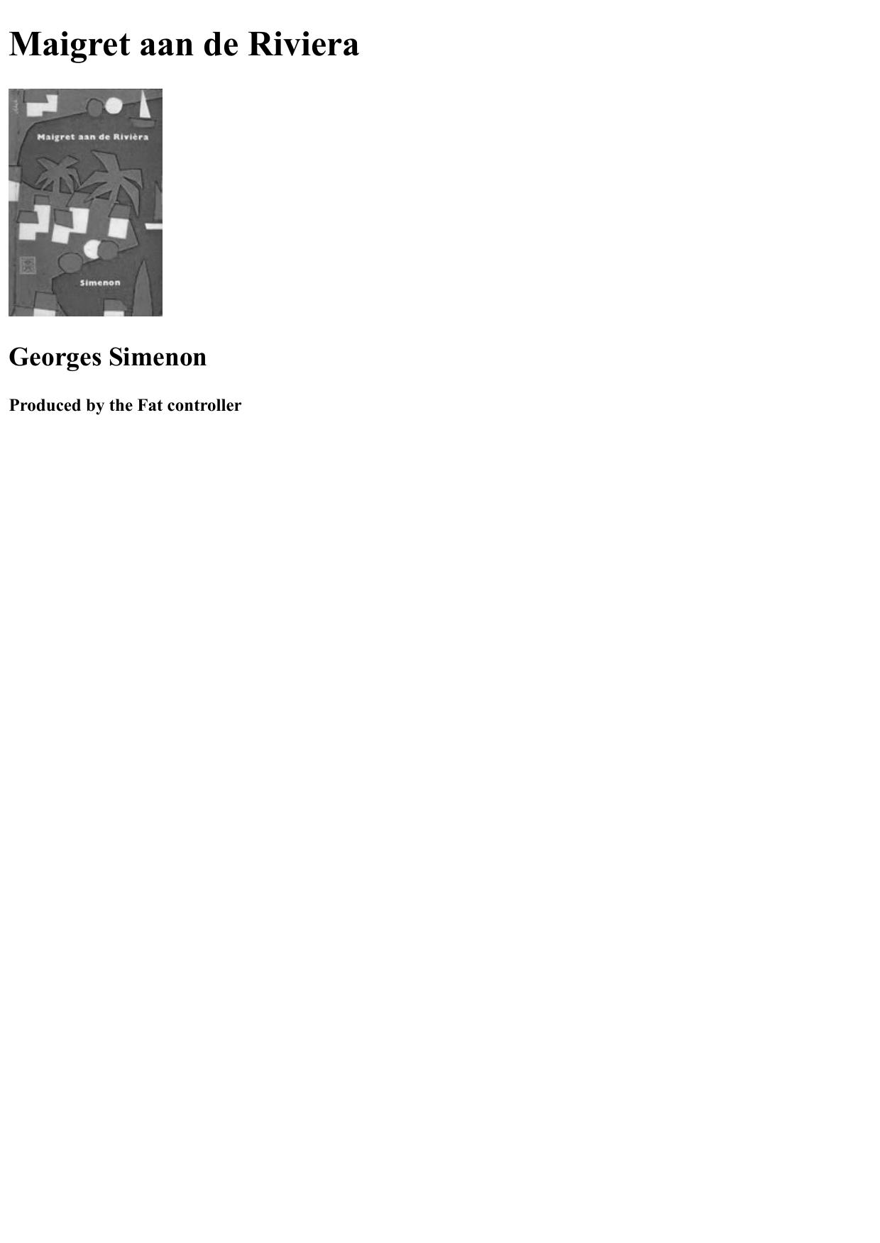 Maigret aan de Rivièra