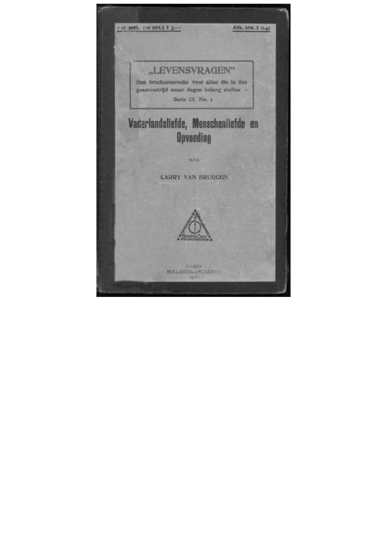 Vaderlandsliefde, menschenliefde en opvoeding