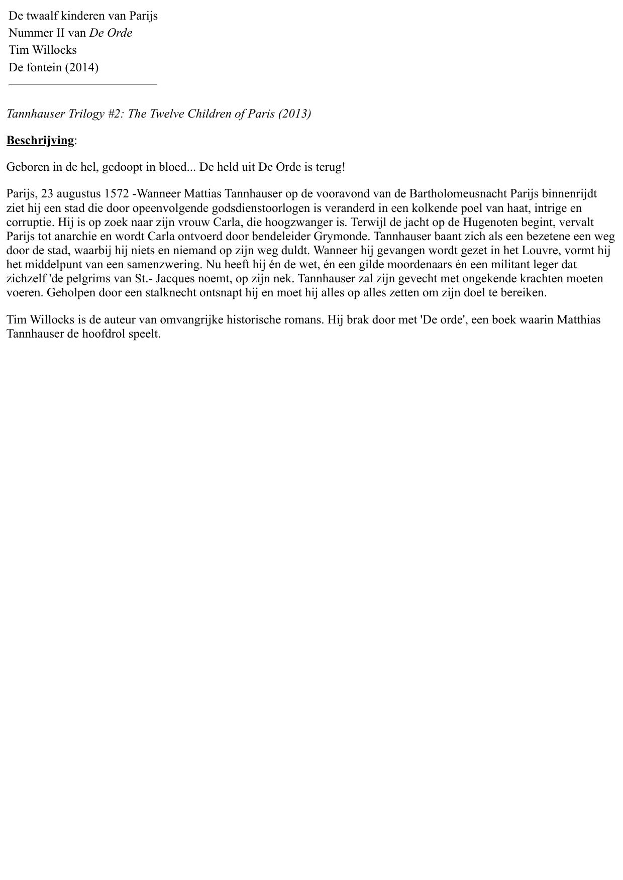 De twaalf kinderen van Parijs